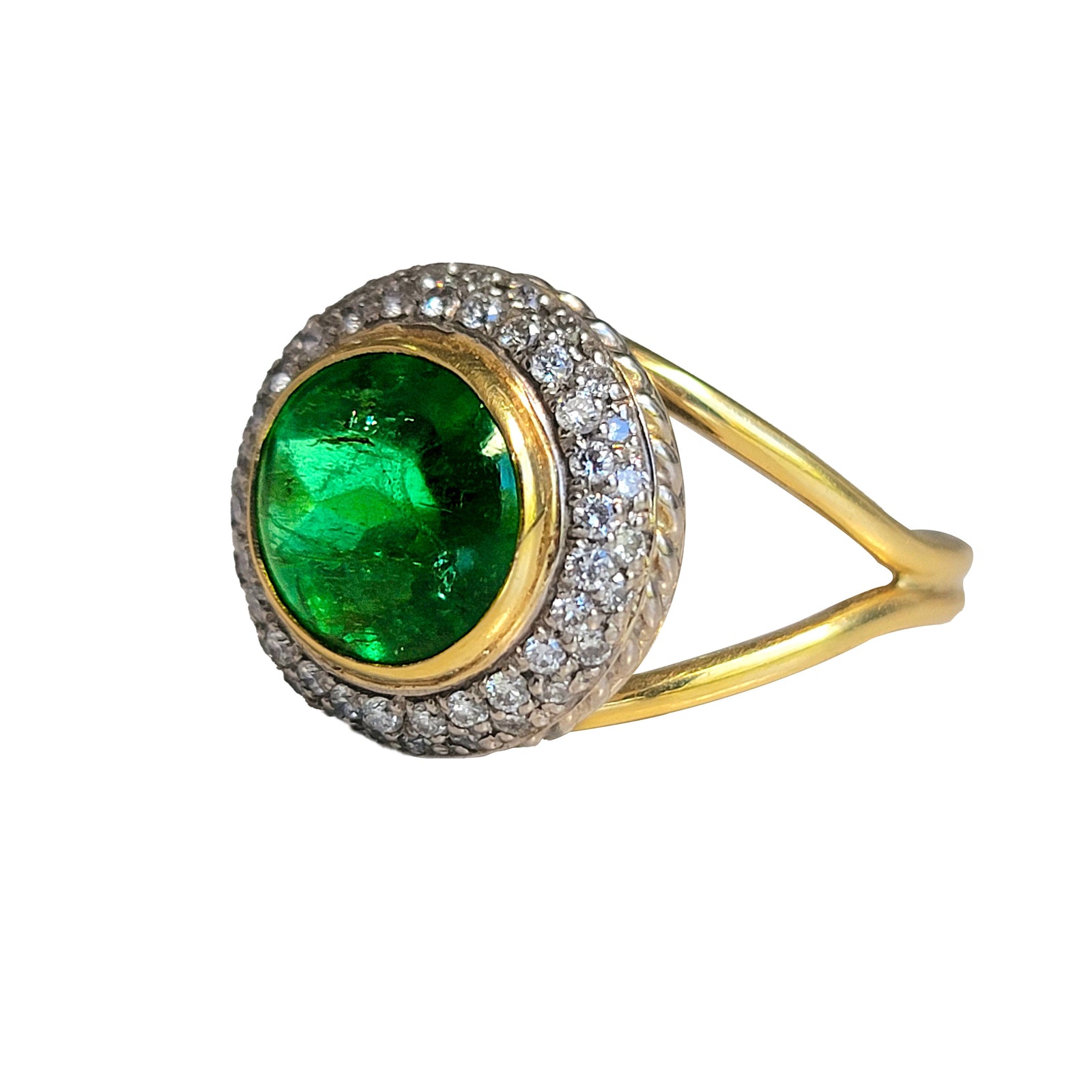 Emerald Pave Split Shank Ring