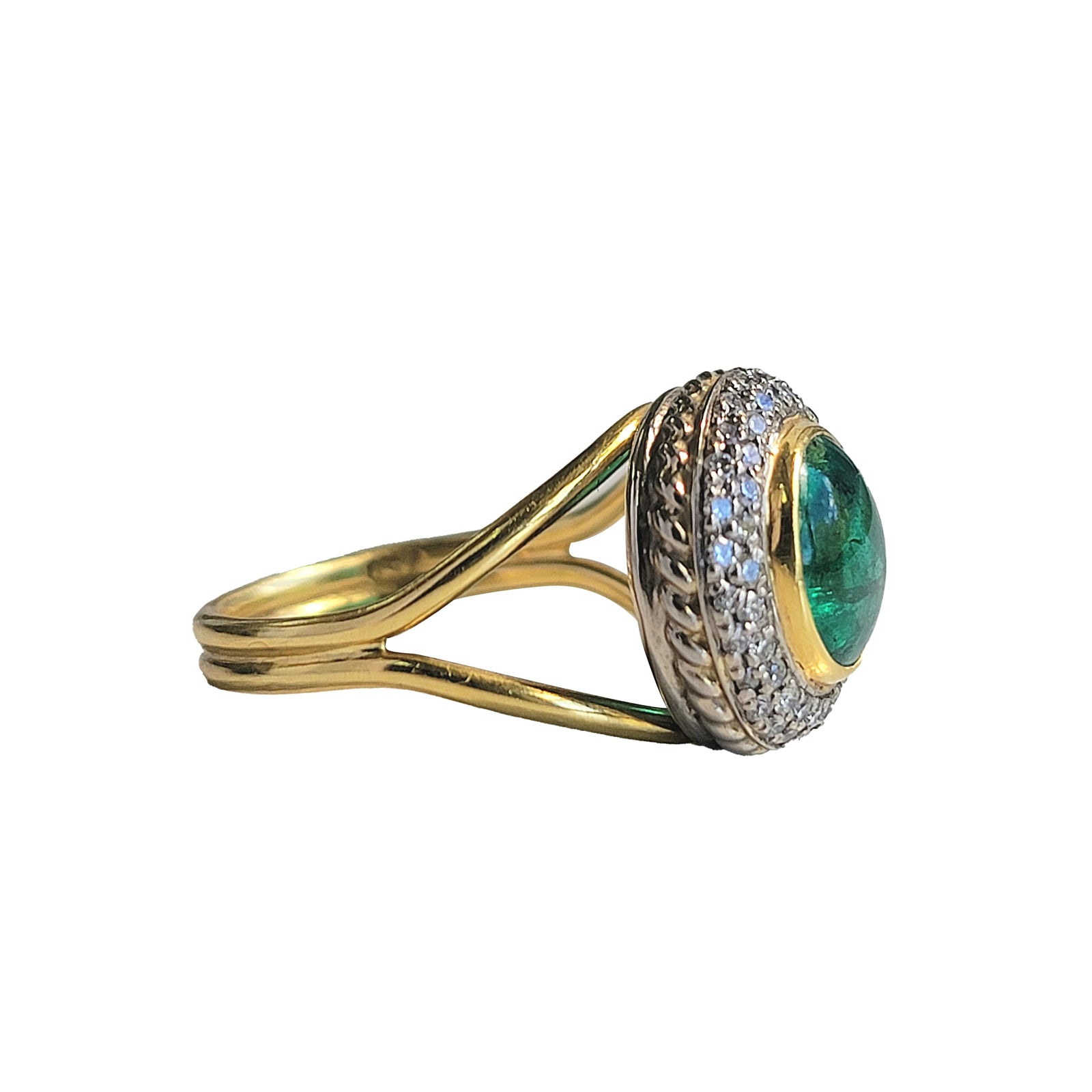 Emerald Pave Split Shank Ring