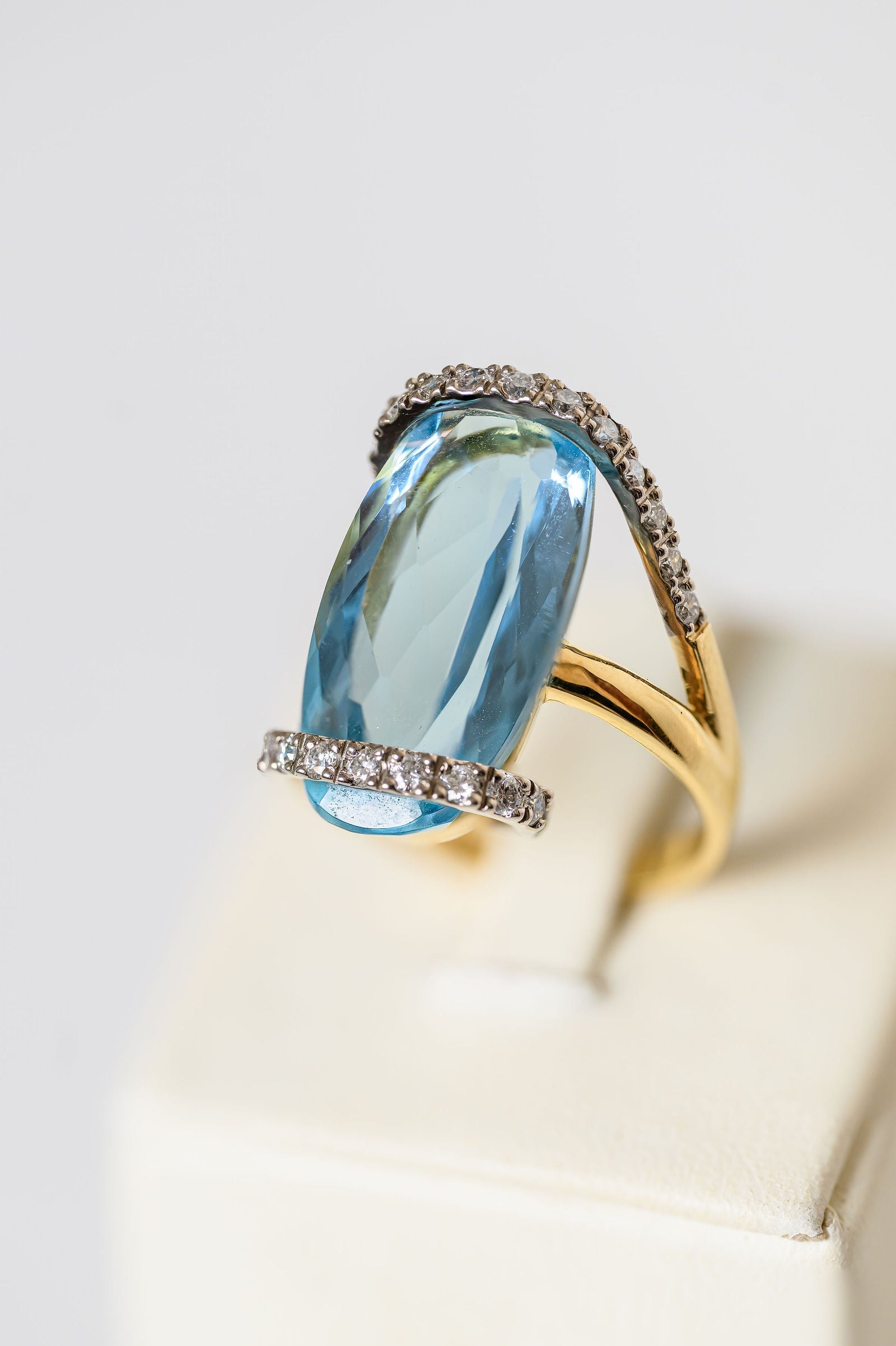 Aquamarine Pave Wrap Ring