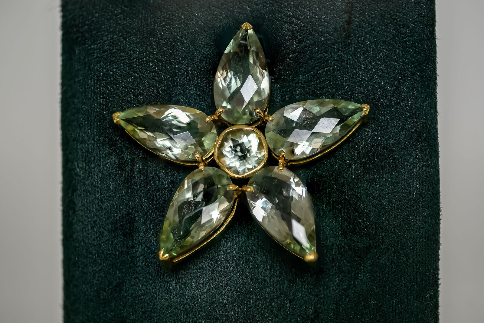 Prasiolite Flower Pendant
