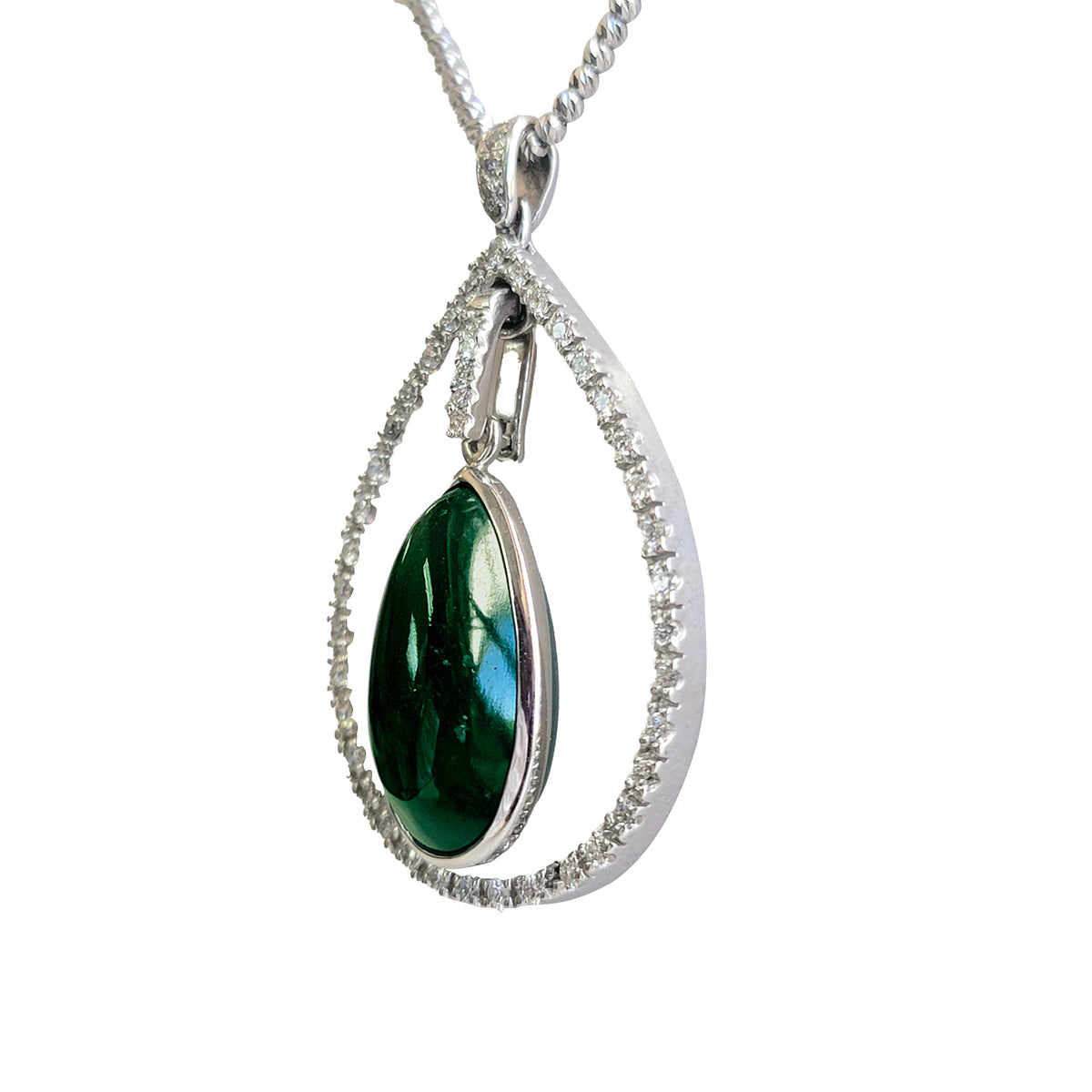 Emerald Pendant + Clip-On Diamond Bail