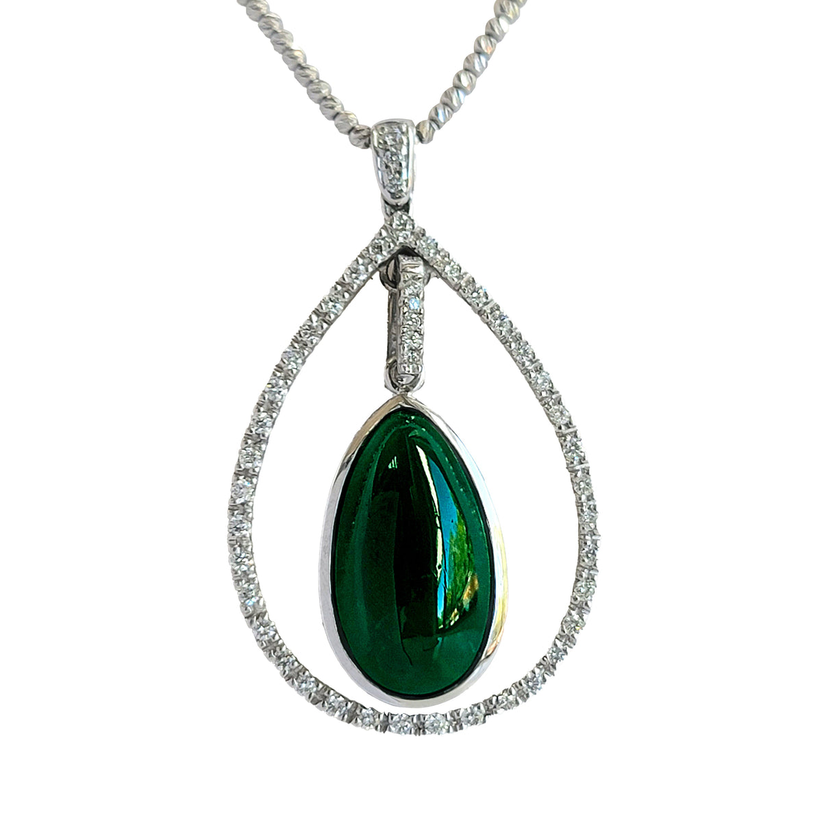 Emerald Pendant + Clip-On Diamond Bail