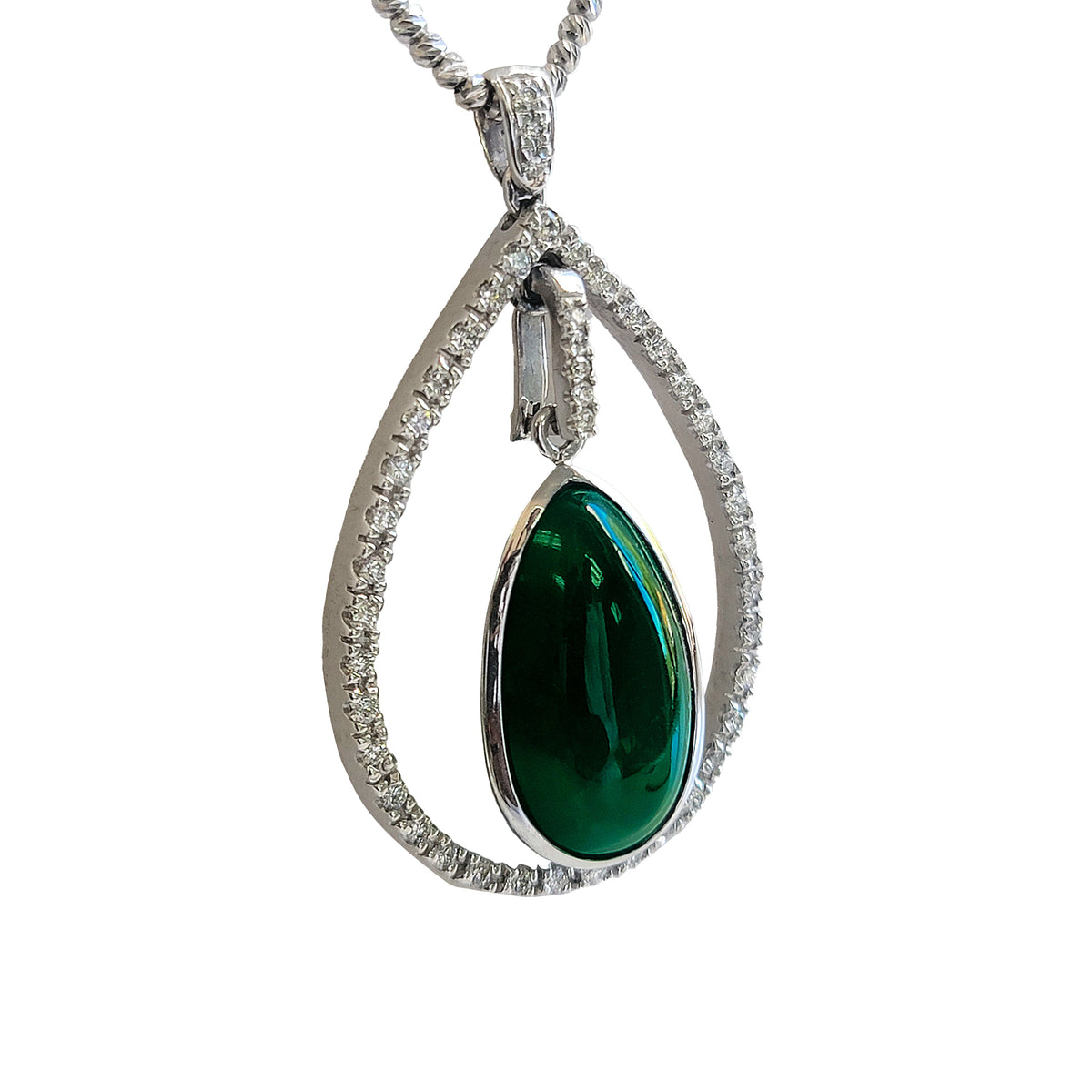Emerald Pendant + Clip-On Diamond Bail