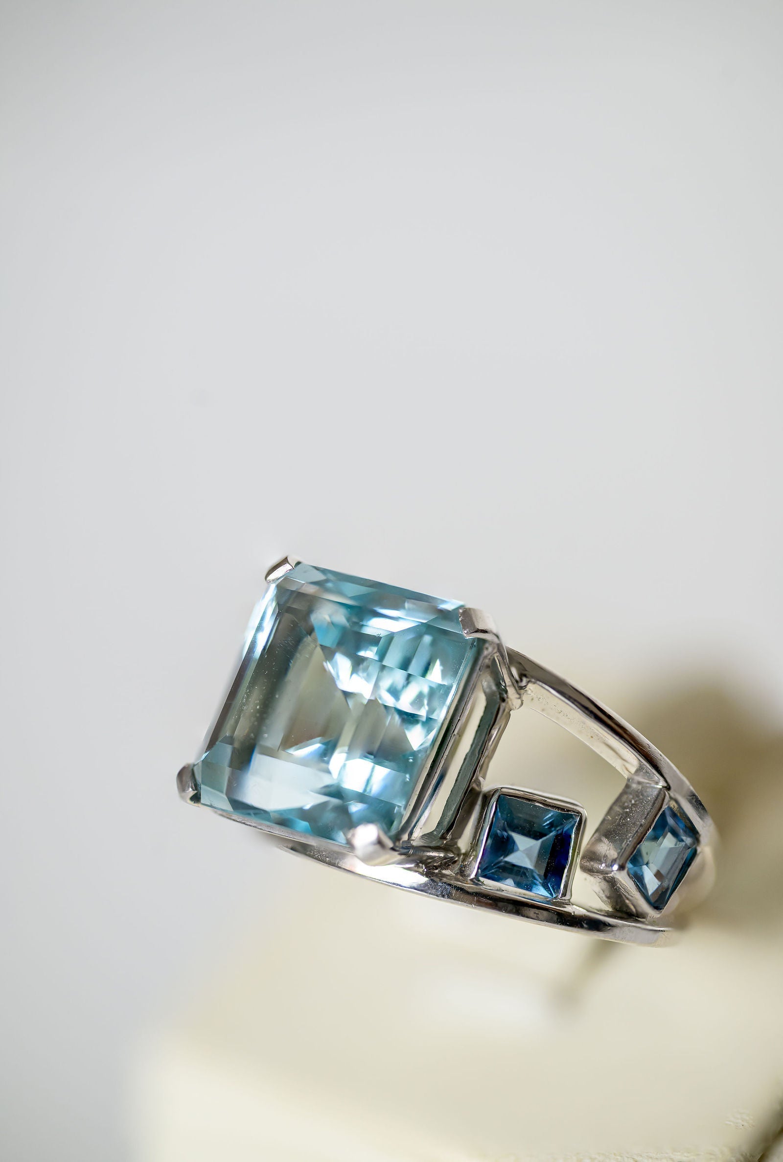 Square Aquamarine Ring