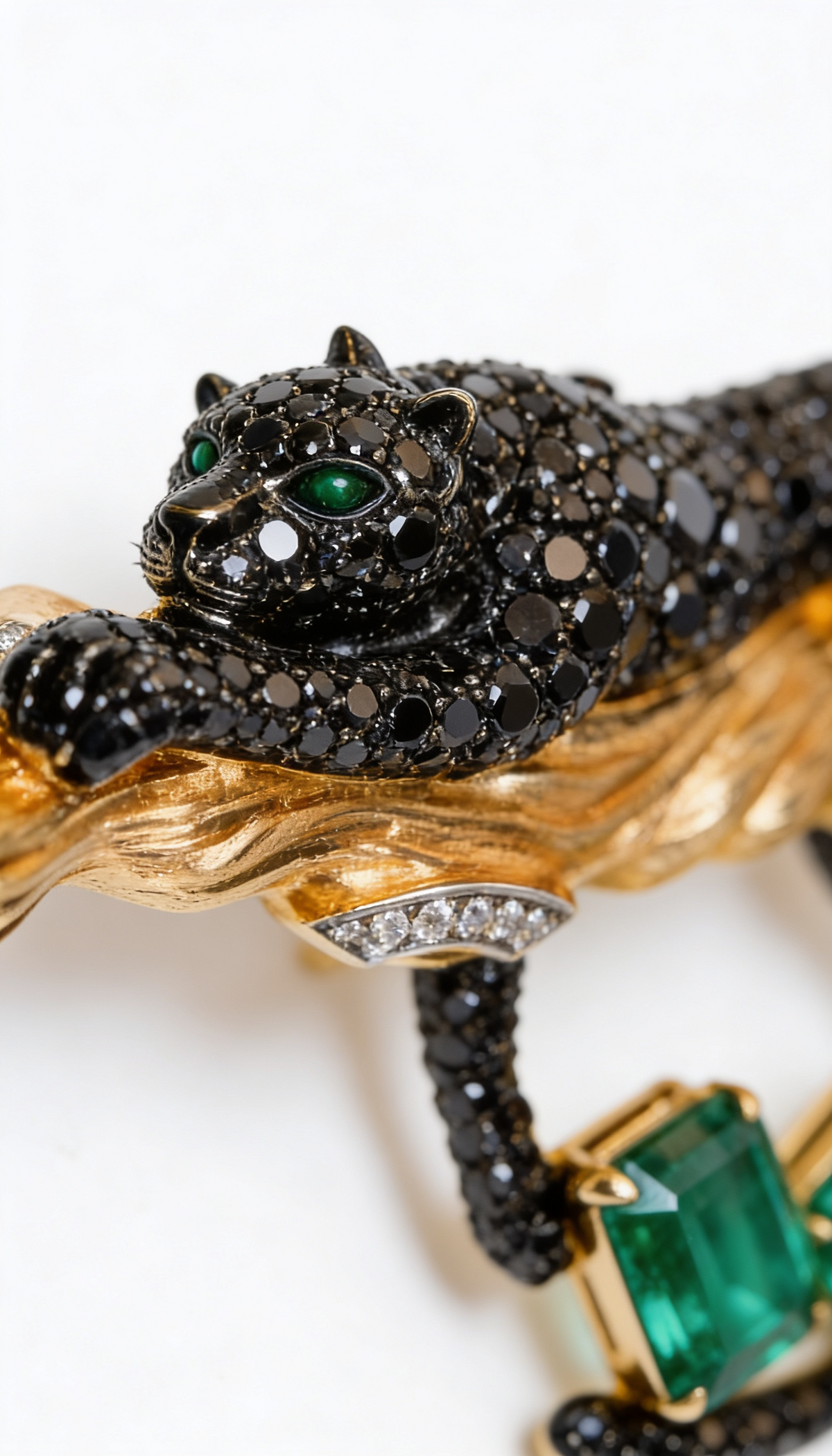Emerald Panther Brooch