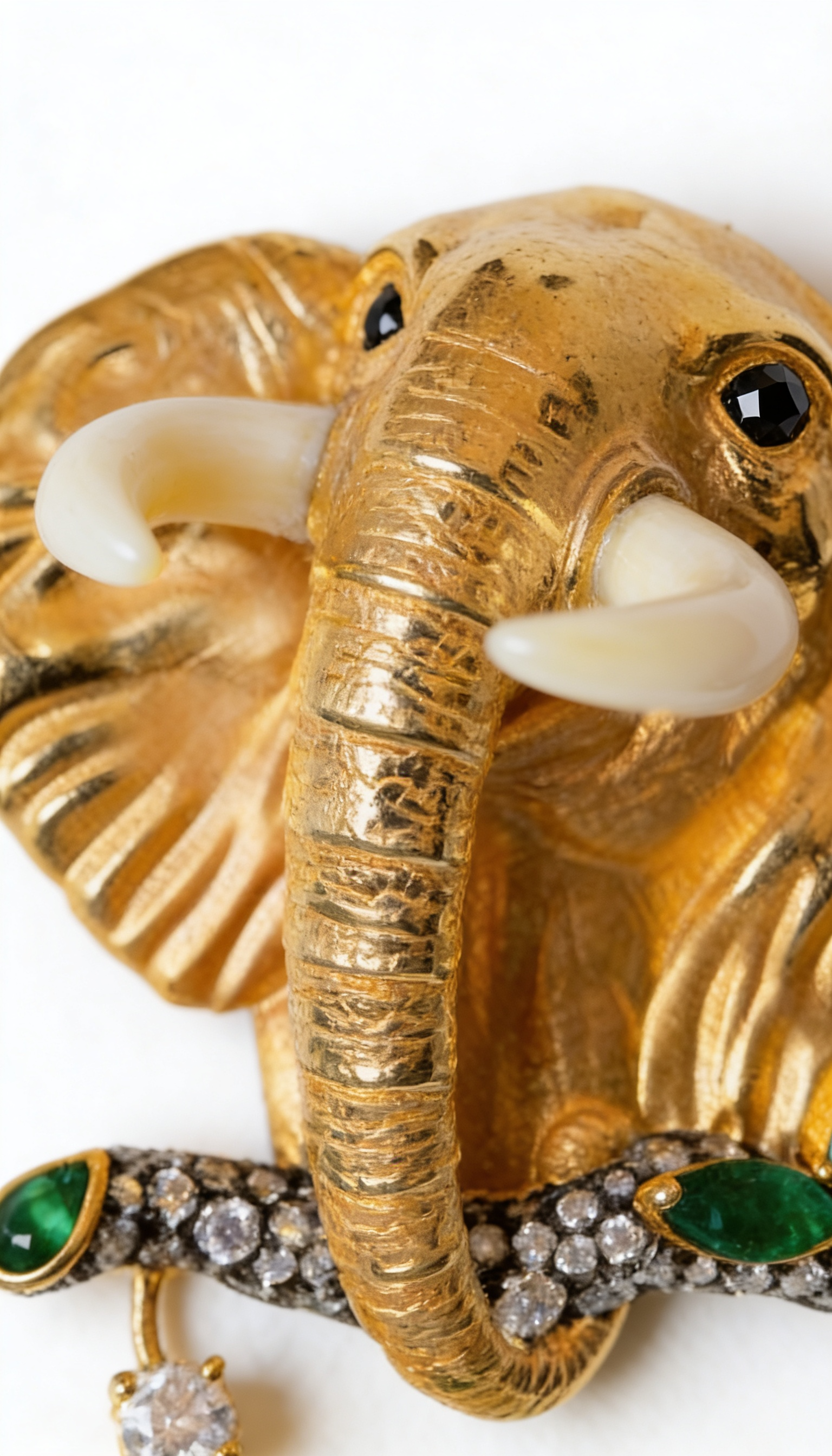 Emerald Elephant Brooch