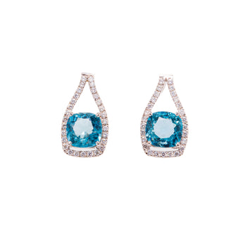 Aquamarine Pave Earrings