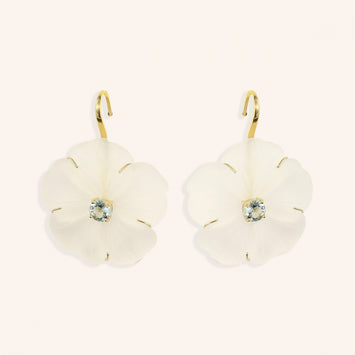 Aquamarine & Quartz Flower Earrings