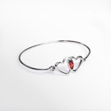 Garnet Two Hearts Bangle