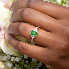 Emerald Trapezoid Diamonds & Diamond Pave Ring
