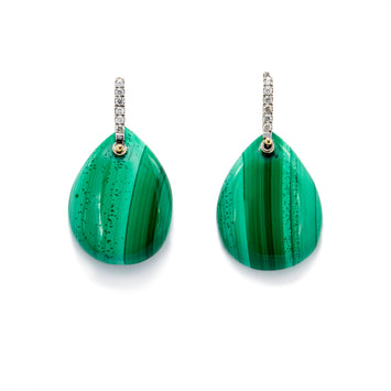 Malachite Teardrop Hook Earrings