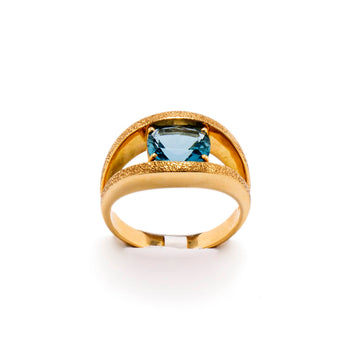 Aquamarine Double Oyster Matt Finnish Ring