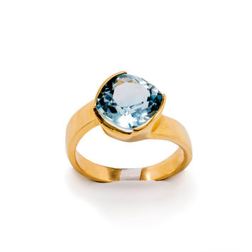 Aquamarine Half Bezel Ring