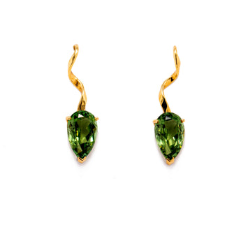 Green Tourmaline Single Kudu-Horn Earrings