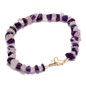 Amethyst & Quartz Tumbled Beaded Necklace