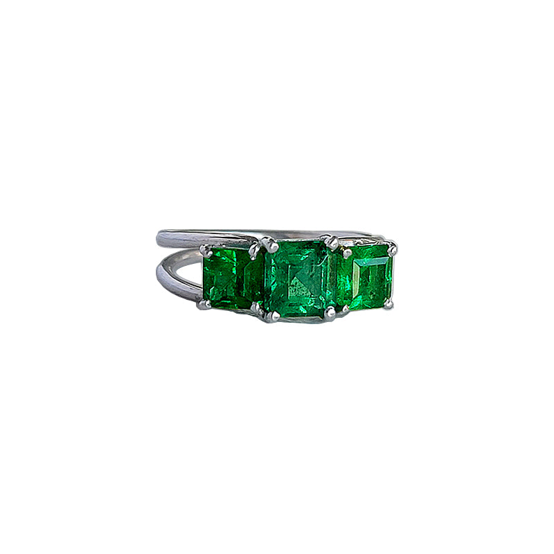 Emerald Trilogy Double Shank Ring