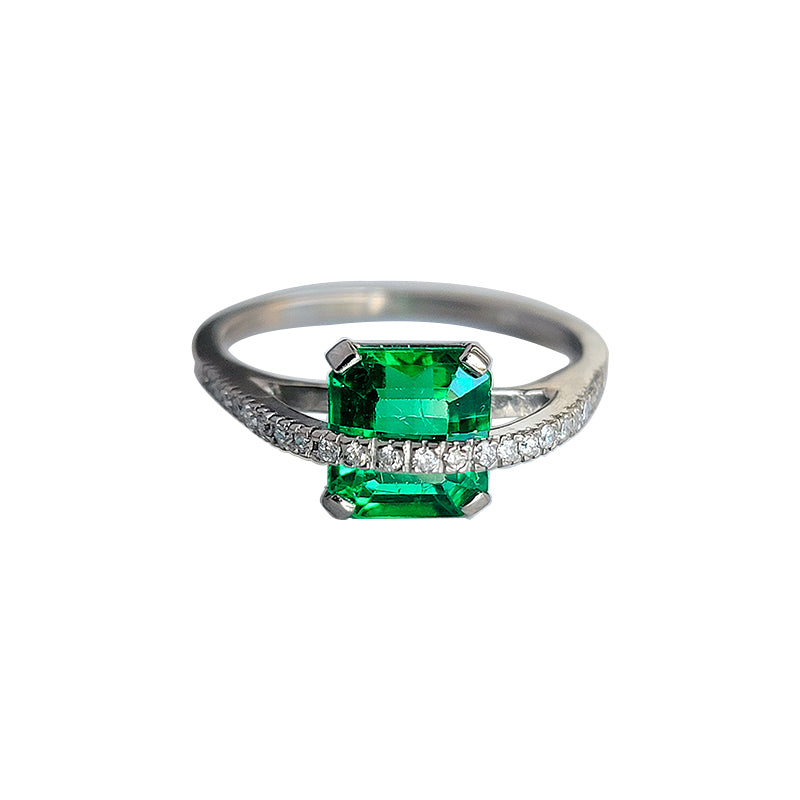Emerald Cage & Pave Ring