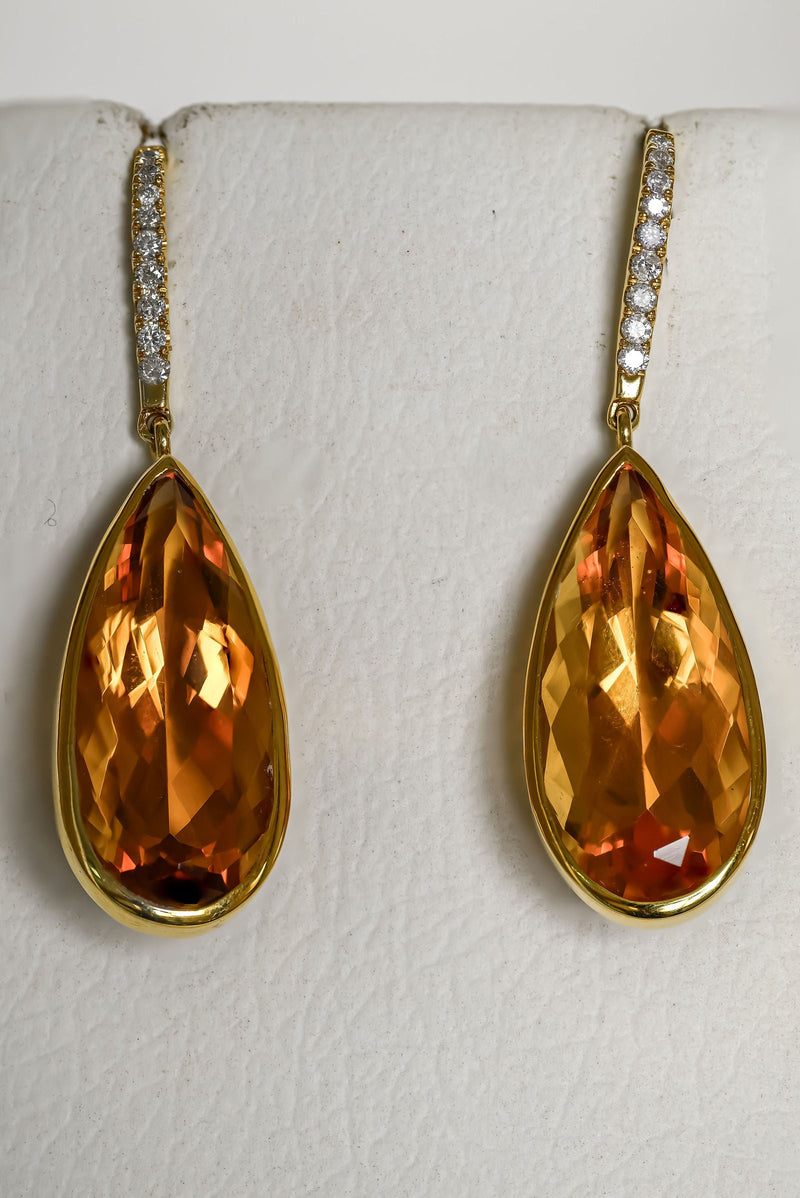 Citrine Diamond Hook Earrings