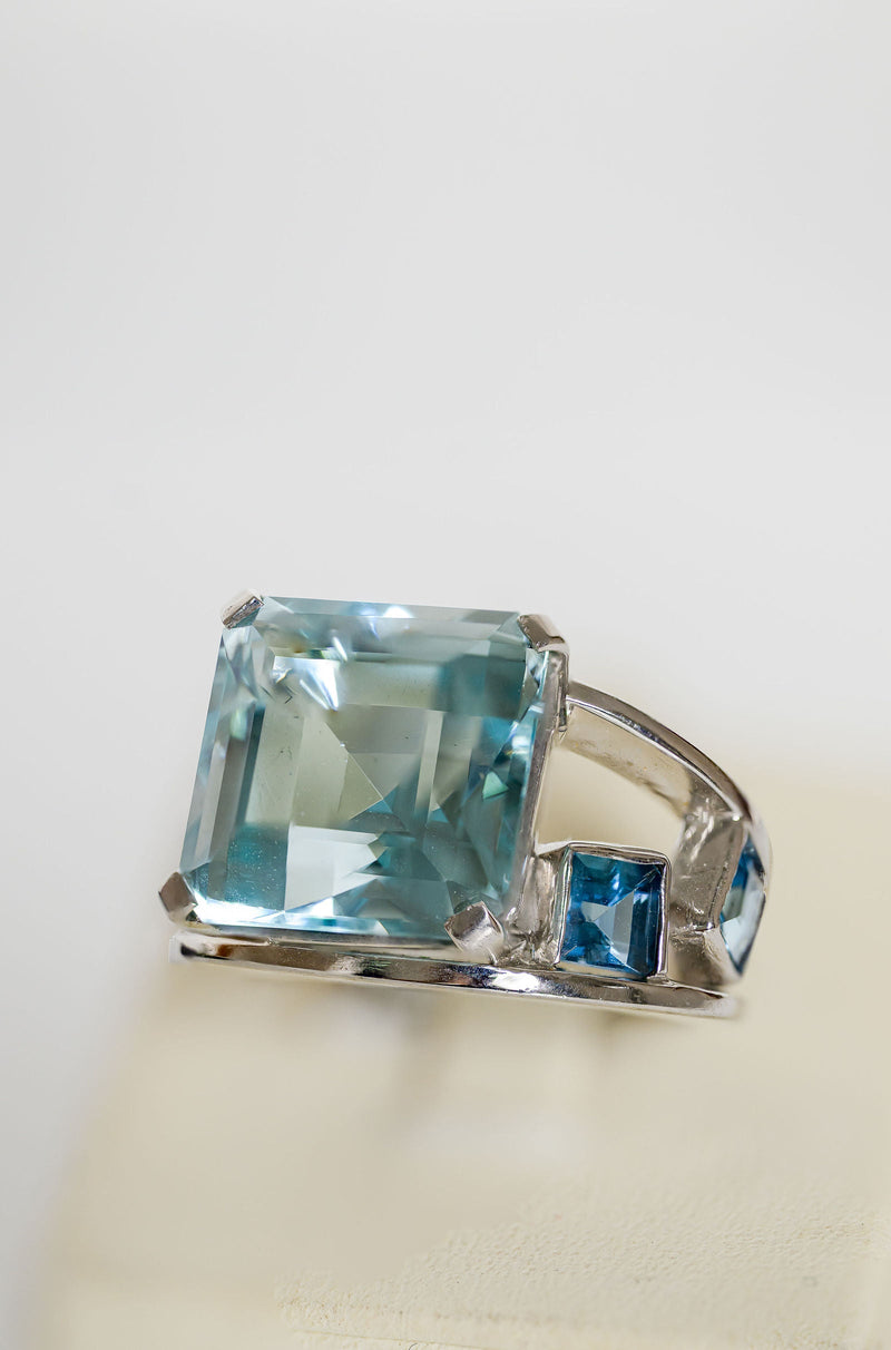 Square Aquamarine Ring