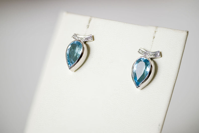 Aquamarine Tube Setting Earrings