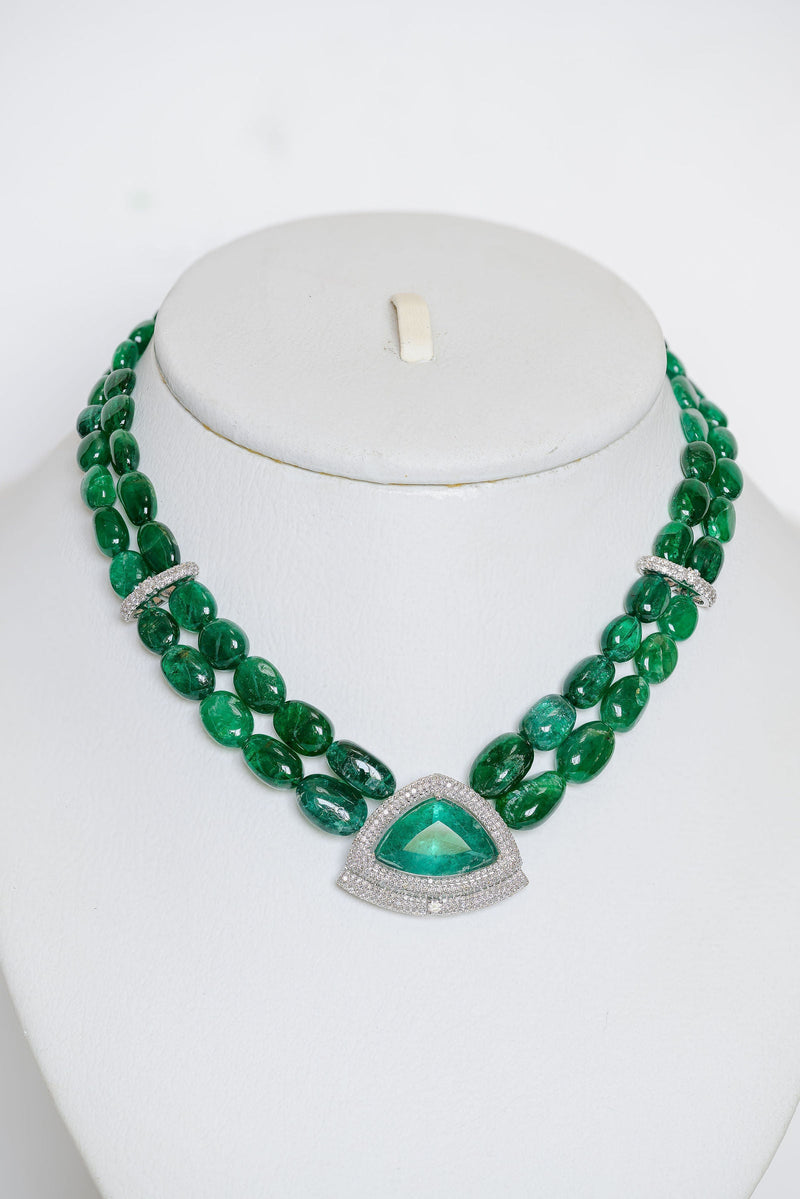 Emerald Diamond & Beads Necklace
