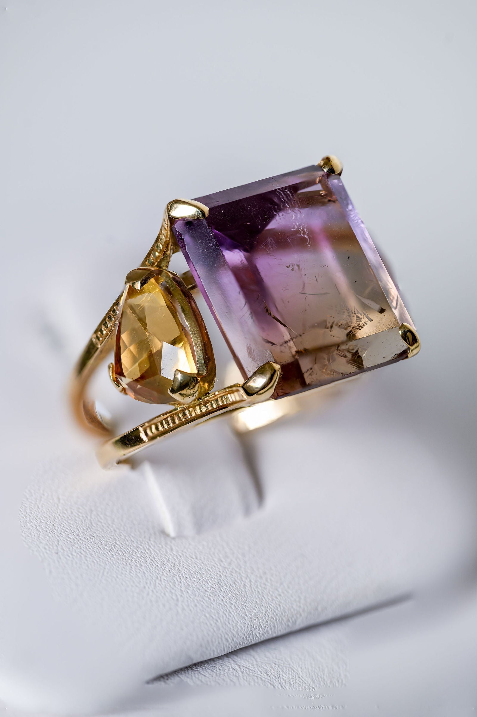 Ametrine Trilogy Ring