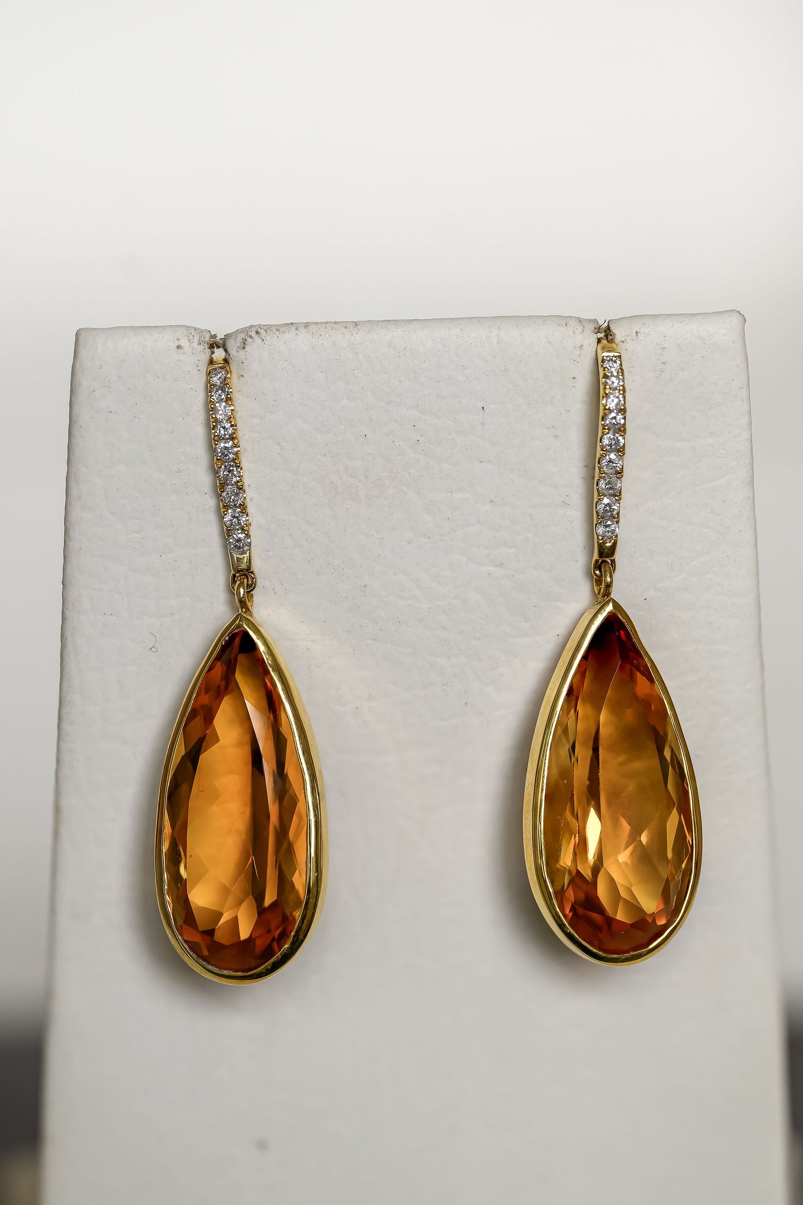 Citrine Diamond Hook Earrings