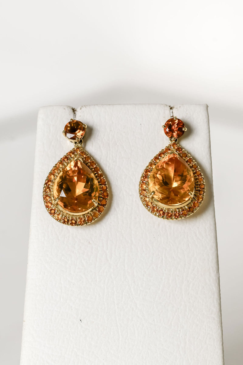 Citrine Cage & Pave Earrings