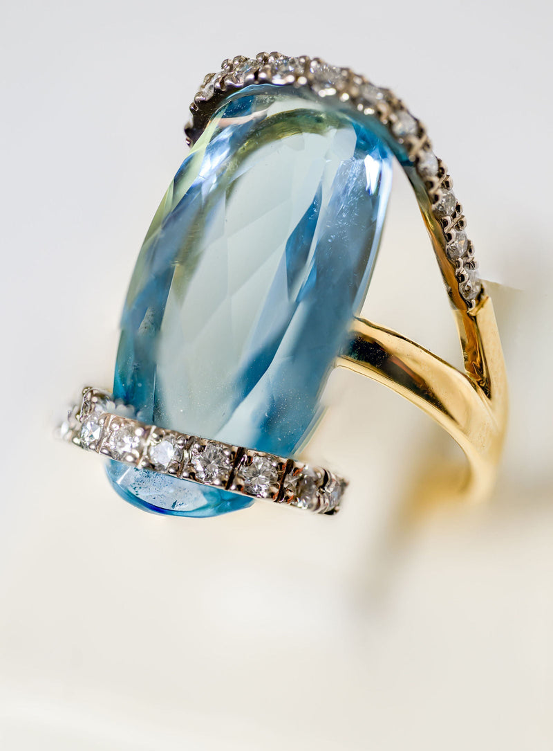 Aquamarine Pave Wrap Ring