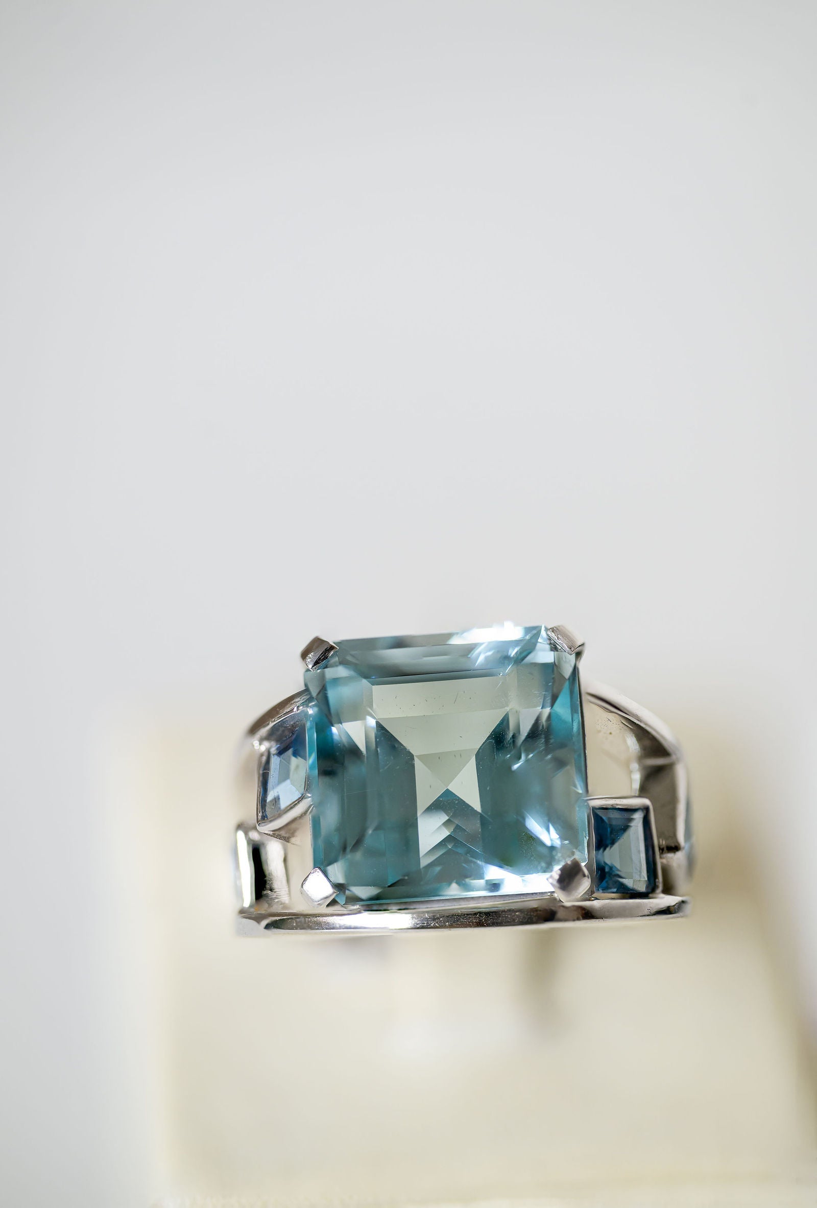 Square Aquamarine Ring