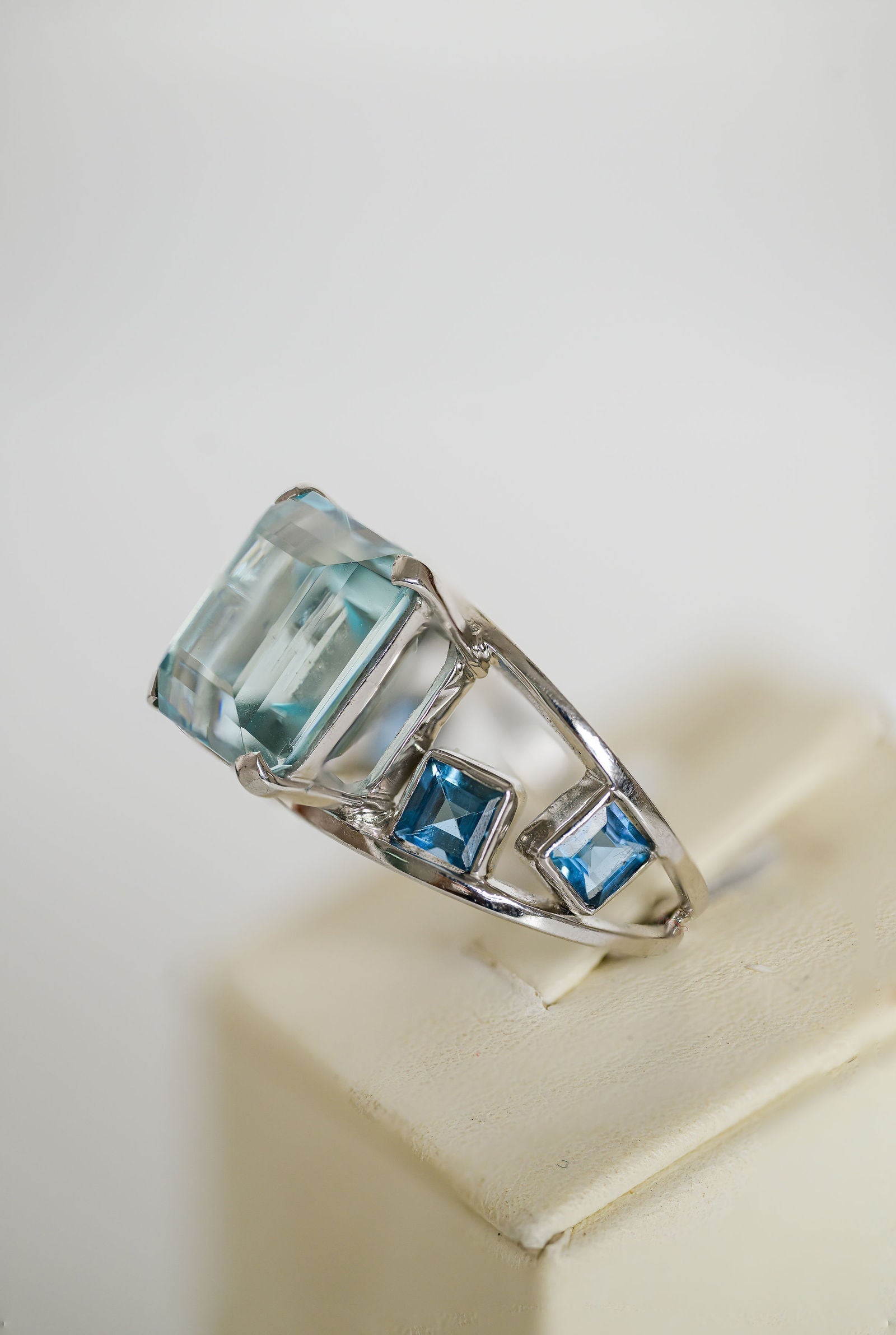 Square Aquamarine Ring