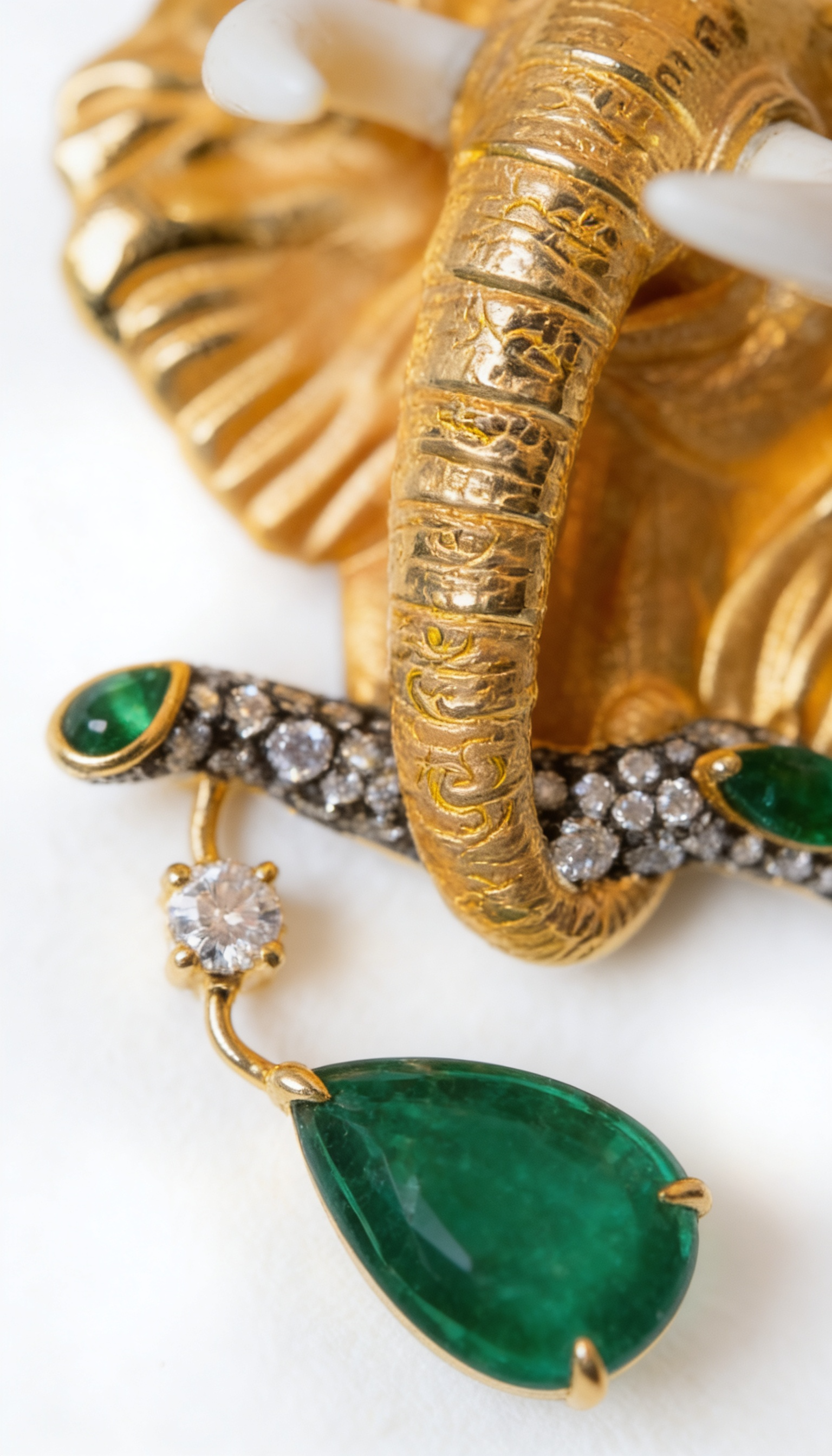 Emerald Elephant Brooch