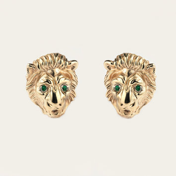 Emerald Lion Face T-Bar Cufflinks