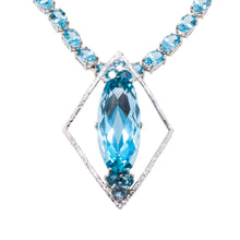 Aquamarine Pendant with Diamond Frame