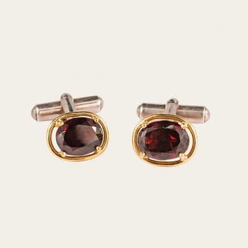 Garnet Silver T-Bar Cufflinks