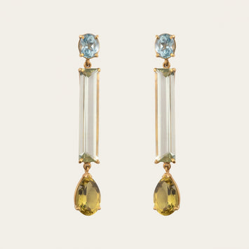 Aquamarine & Heliodor Long Drop Earrings