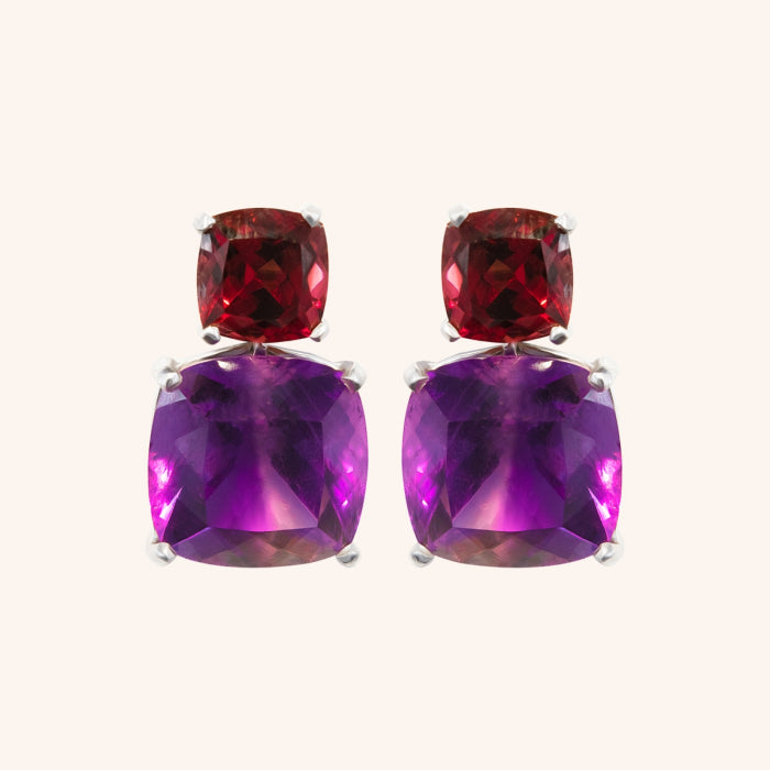 Amethyst & Garnet Earrings