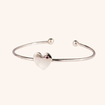 Pink Tourmaline Silver Heart Bracelet