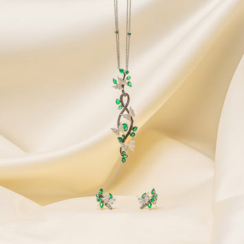 Emerald & Diamond Bats Earrings