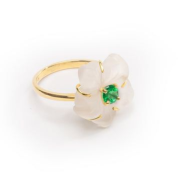 Emerald & Quartz Flower Ring