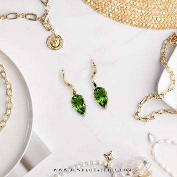 Green Tourmaline Single Kudu-Horn Earrings