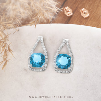 Aquamarine Pave Earrings