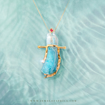 Aquamarine Totem Pole Pendant