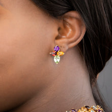 Multi Gem Star Burst Earrings