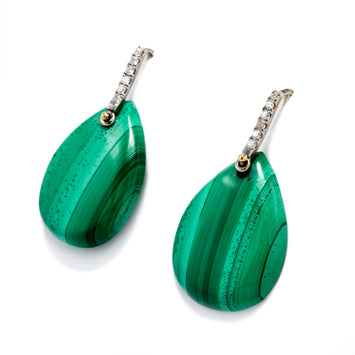 Malachite Teardrop Hook Earrings