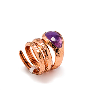 Amethyst Snake Copper Ring