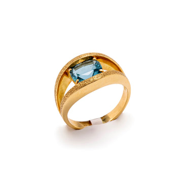 Aquamarine Double Oyster Matt Finnish Ring