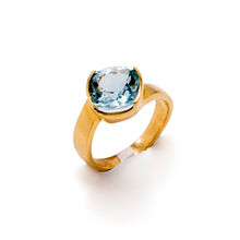 Aquamarine Half Bezel Ring