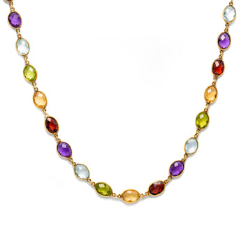 Multi Gem Girdle Wrap Necklace