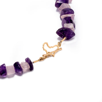 Amethyst & Quartz Tumbled Beaded Necklace